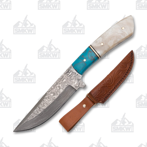 Szco Ice Breaker Hunter Turquoise and Pearl 4 Inch Plain Drop Point 1