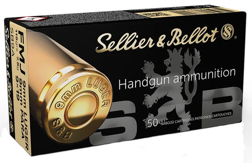 Sellier & Bellot Handgun Ammunition 9mm Luger 50 Rounds Brass Centerfire 115 Grain FMJ