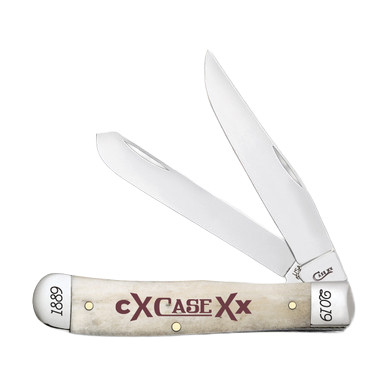 Case "CXXX" 130th Anniversary Natural Bone Trapper Folding Knife Plain Blades