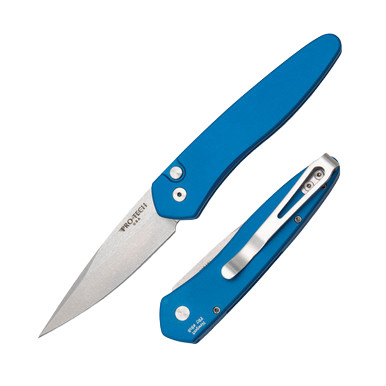 ProTech Newport Automatic Knife Stonewash/Blue AUPT3405BLUE
