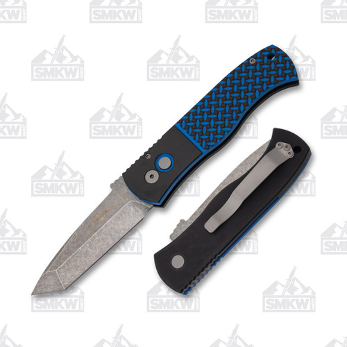 ProTech Emerson CQC7 Automatic Knife Acid Wash Tanto/Black Aluminum with Blue Black G-10 AUPTE7T34