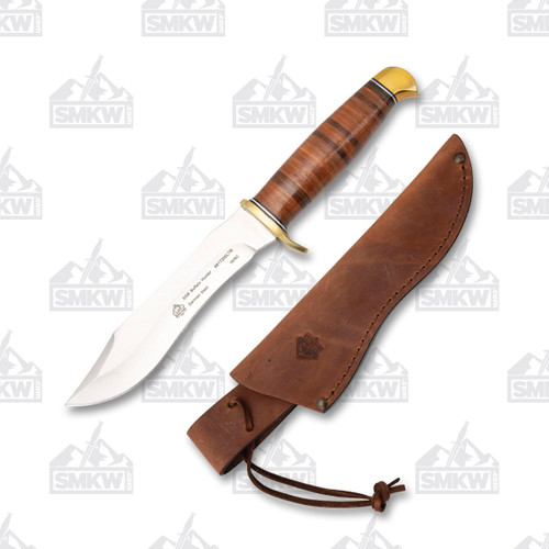 Puma SGB Buffalo Hunter Fixed Blade Stacked Leather Wrapped Hunting Knife