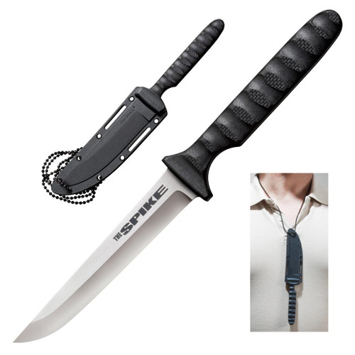 Cold Steel Spike Fixed Blade Knife 4in Plain Satin Drop Point CS53NCC