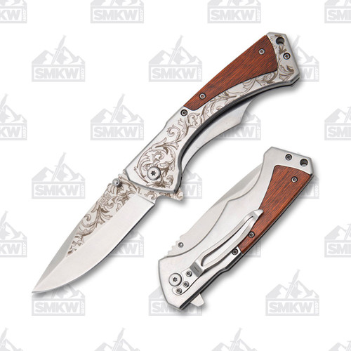 Frost Sharps Cutlery Fancy Cola Swirls on Blade Folding Knife