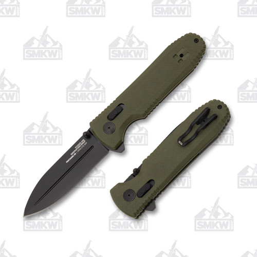 SOG Pentagon XR Olive Drab Folding Knife 3.6in Black Spear Point Blade