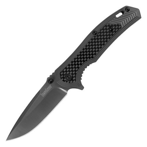 Kershaw Fringe Folding Knife Carbon Fiber 3in Gray Ti Drop Point Blade KS8310