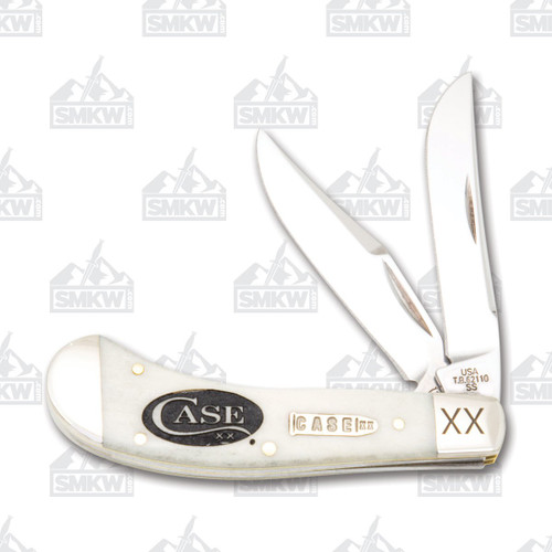 Case XX Smooth White Bone Case Oval Logo Saddlehorn