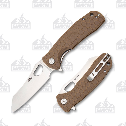 Honey Badger Large Wharncleaver Folding Knife Tan 3.63in Plain Satin Blade