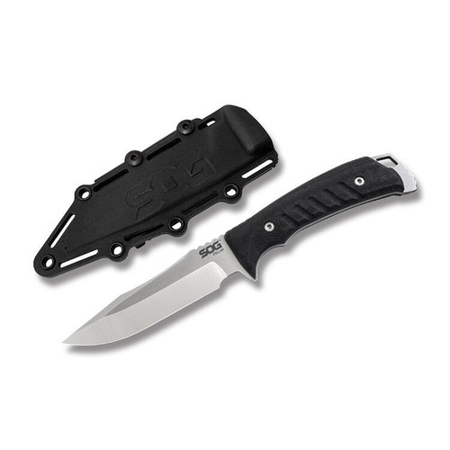 SOG Pillar 5in Stonewashed Plain Clip Point Fixed Blade
