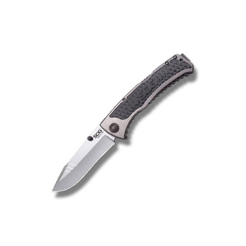 SOG Sideswipe Folding Knife 3.4in Plain Bead Blasted Clip Point