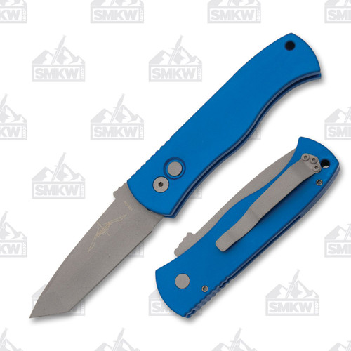 ProTech Emerson CQC7 Automatic Knife Matte Gray Tanto/Blue Aluminum AUPTE7T01BL