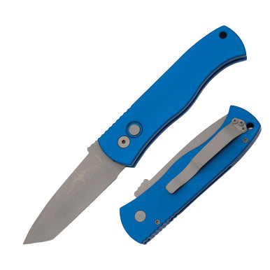 ProTech Emerson CQC7 Automatic Knife Matte Gray Tanto/Blue Aluminum AUPTE7T01BL