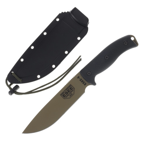 ESEE 6 Dark Earth Blade 3D Black G-10 Handle Fixed Blade Knife ESEE6PDE001
