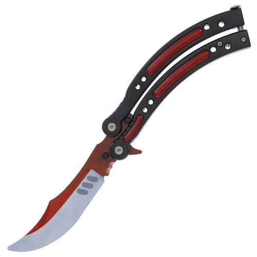 Neptune Balisong Butterfly 9.5in Black Red Trainer