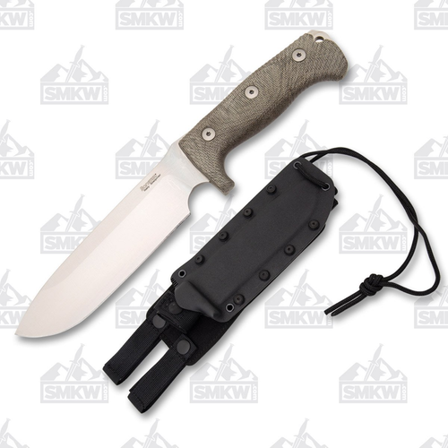 LionSteel M7 Fixed Blade Knife Green 7.09in Plain Satin Drop Point 1