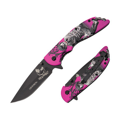 Neptune Trading 8in Assisted Open Pocket Knife Purple Joker Folding Knife 3.5in Drop Point