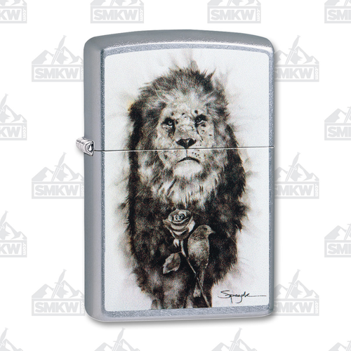 Zippo Street Chrome Spazuk Lion Lighter