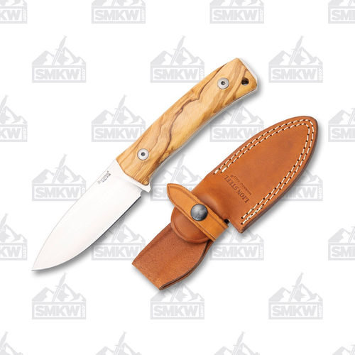 LionSteel M4 Fixed Knife Olive Wood 3.74in Plain Satin Drop Point 1