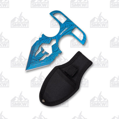 Wartech Push Dagger Blue 1.5 Inch Plain Blue Anodized Dagger with Sheath