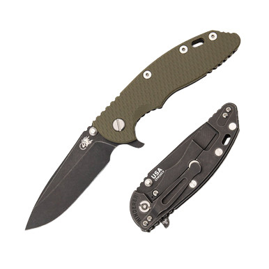 Hinderer XM-18 OD Green – Battle Black 3.5in Plain Battle Black Spear Point