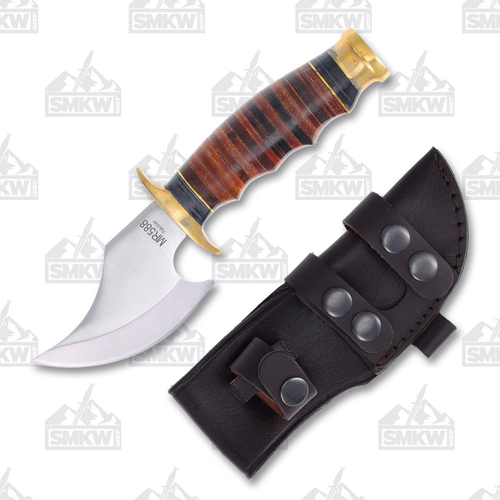 Marbles Small Stacked Skinner 3.25in. Satin Fixed Blade Knife with Black Leather Sheath