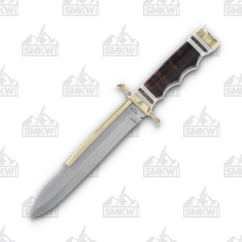 Rough Ryder Stacked Leather Brass Back Bowie