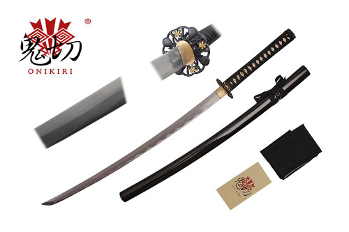 Onikiri 41" Katana Damascus Steel Blade & Flower Tsuba