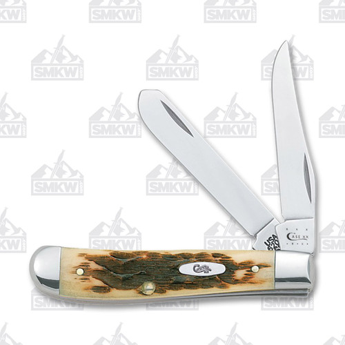 Case Amber Jigged Bone Mini Trapper Folding Knife