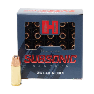 Hornady Subsonic Handgun 9mm Luger Ammunition 25 Rounds Brass Centerfire 147 Grain Hornady XTP Subsonic 