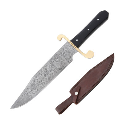 Frost Cutlery Joseph Rogers and Son Buffalo Horn Damascus Bowie Knife
