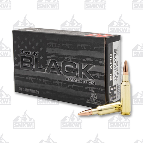 Hornady Black 224 Valkyrie Ammunition 75 Grain 20 Rounds Brass Centerfire BTHP