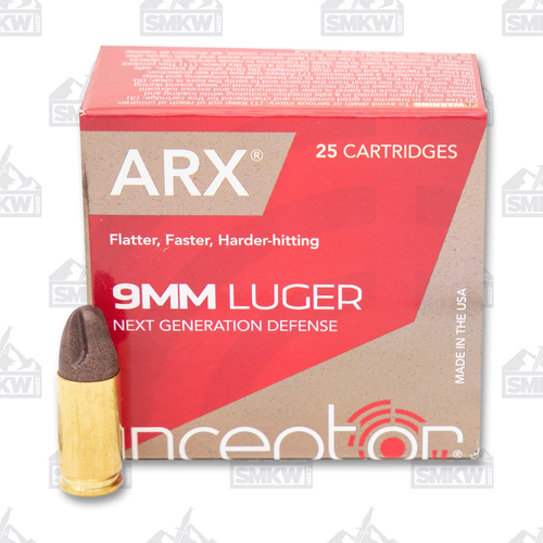 Inceptor ARX 9mm Luger Ammunition 65gr 25 Rounds