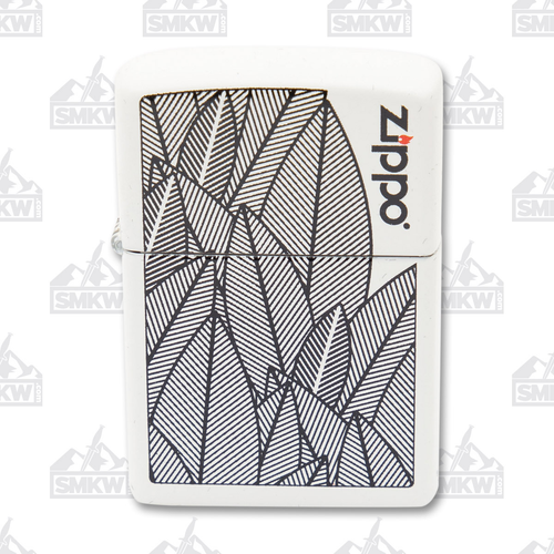 Zippo White Matte Pad Print Leaves Lighter