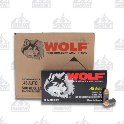 Wolf Performance .45 Auto Ammunition 230 Grain FMJ 500 Rounds