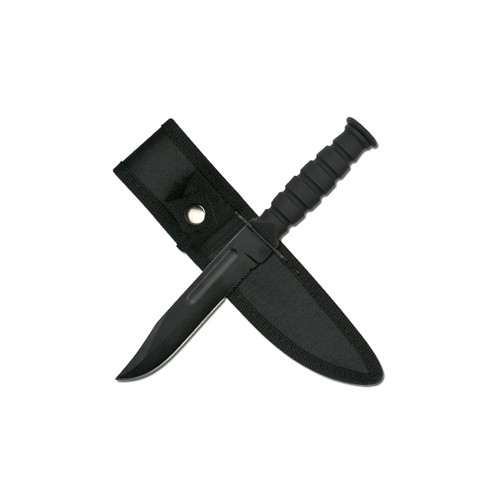 Master Cutlery Survivor Mini Military Bowie Knife Black 4in PS Clip Point