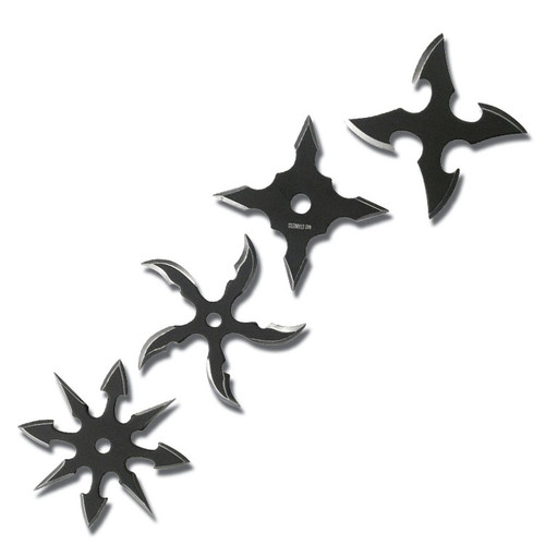 4-Piece Two-Tone Stainless Steel Assorted Throwing Stars