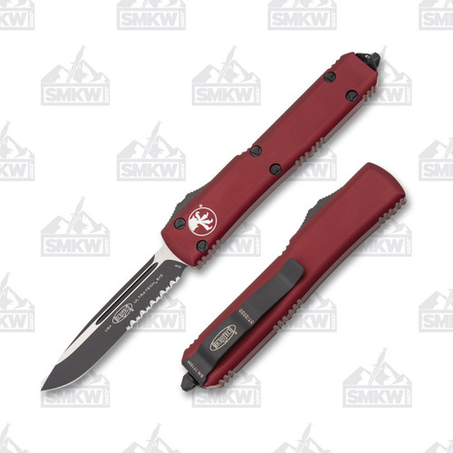 Microtech Ultratech S/E Black Partially Serrated Merlot Red