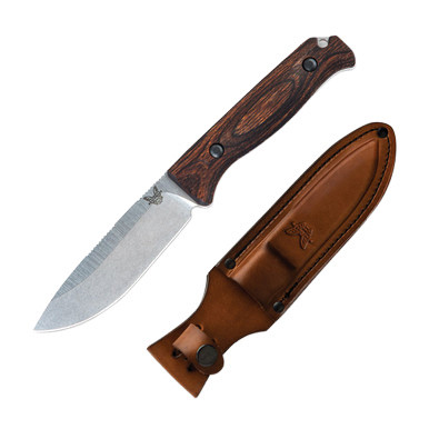 Benchmade Saddle Mountain Skinner Wood 4.2in Plain Stonewash Drop Point