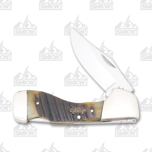 Frost Steel Warrior Brown Chain Saw Jigged Bone Choctaw Lockback FRSW105BRJS