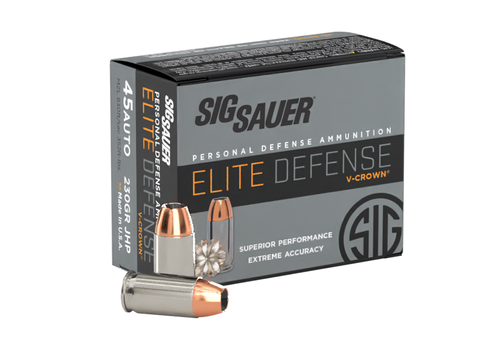 Sig Sauer Elite V-Crown .45 ACP 230gr JHP Nickel Brass Ammo 50 Rds