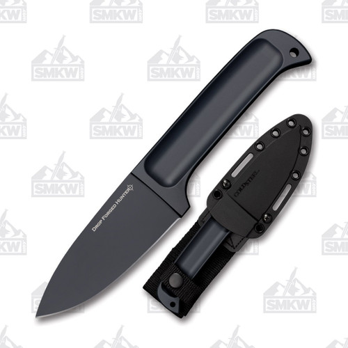 Cold Steel Drop Forged Hunter Fixed Knife 4in Plain Black Drop Point 1
