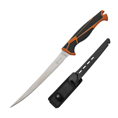 Elk Ridge Trek Fillet Fixed Blade Knife 5Cr15MoV/Orange Nylon and Black Rubber