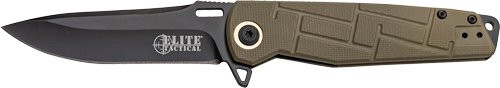 Elite Tactical Readiness Assisted Opening Folding Knife Serrated Tan