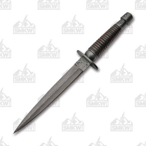 Rite Edge Commando Dagger Fixed Knife Wood 7.62in Damascus Dagger
