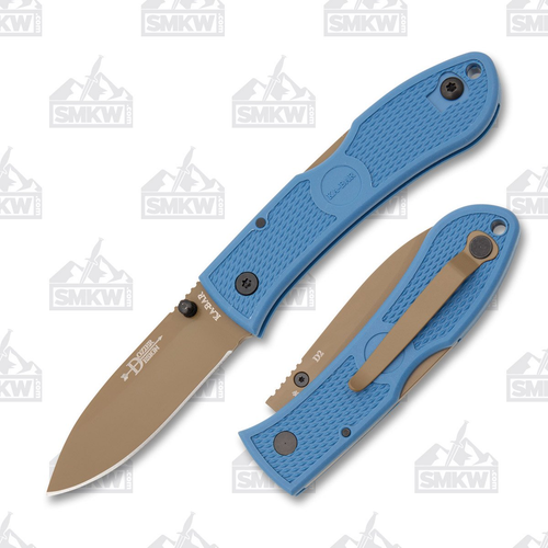 KA-BAR Dozier D2 Steel Blue Folding Knife Hunter 3in Drop Point Blade