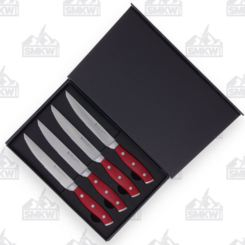 Henckels Forged Accent 4 PC Steak Knife Set Red