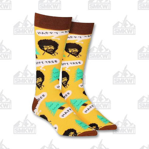 Oooh Yeah! Bob Ross Happy Tree Tan Women's Crew Socks