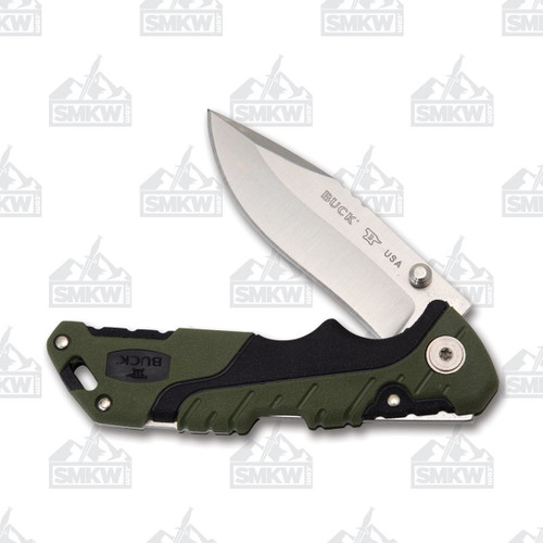 Buck 661 Small Pursuit Green Folding Knife 3in Satin Drop Point Blade