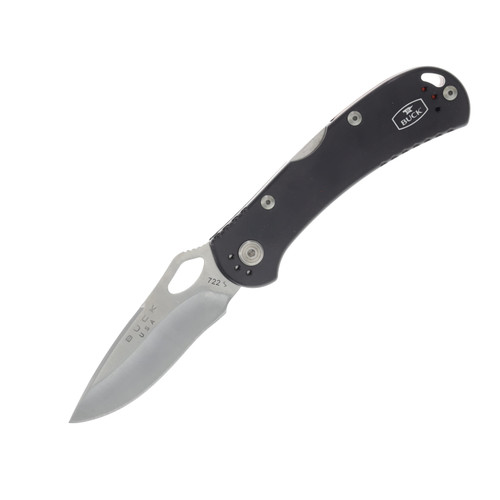 Buck Spitfire Folding Knife Black Aluminum 3.25in Satin Drop Point Blade BU12237