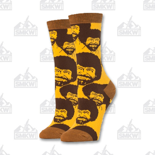 Oooh Yeah! Bob Ross Flash Mob Women's Tan Crew Socks